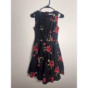 Grace Karin Dress Wm Sm Black Rose Floral Sleeveless Fit Flare Party Romantic